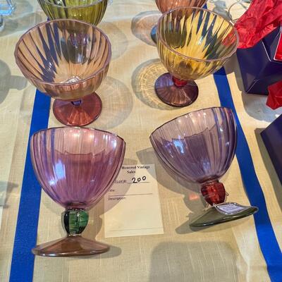 RARE 6 Vintage Hand Painted  Glassware Bohemian  Metropolitan Standard