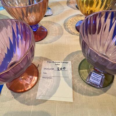 RARE 6 Vintage Hand Painted  Glassware Bohemian  Metropolitan Standard