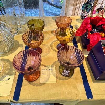 RARE 6 Vintage Hand Painted  Glassware Bohemian  Metropolitan Standard