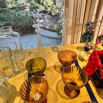 RARE 6 Vintage Hand Painted  Glassware Bohemian  Metropolitan Standard