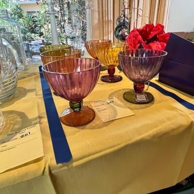 RARE 6 Vintage Hand Painted  Glassware Bohemian  Metropolitan Standard