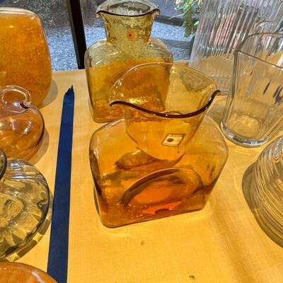 RARE with sticker MCM 3 BLENKO WATER Bottles, 4 clear water pitchers