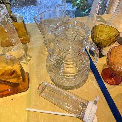 RARE with sticker MCM 3 BLENKO WATER Bottles, 4 clear water pitchers