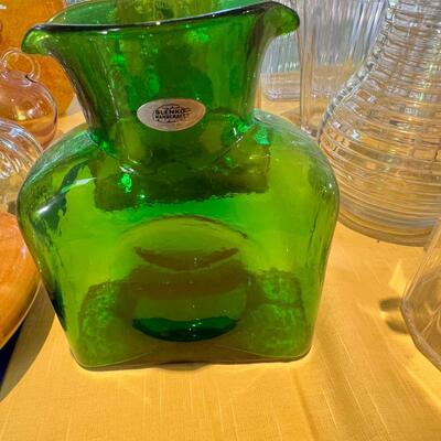 RARE with sticker MCM 3 BLENKO WATER Bottles, 4 clear water pitchers