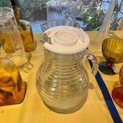 RARE with sticker MCM 3 BLENKO WATER Bottles, 4 clear water pitchers