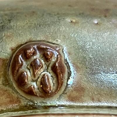 1970 Artisan made 14" stoneware Candle holder and bowl