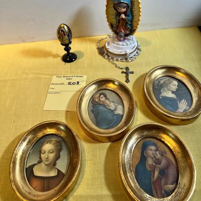 Antique Russian hand painted miniature egg with Mary. 2015  Precious Moments Rosary.