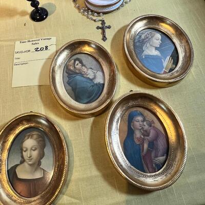 Antique Russian hand painted miniature egg with Mary. 2015  Precious Moments Rosary.