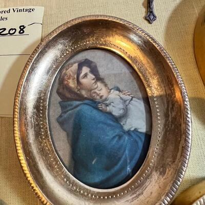 Antique Russian hand painted miniature egg with Mary. 2015  Precious Moments Rosary.
