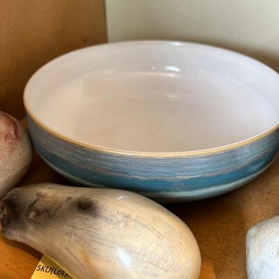 Denby Bowl full of special Unusual  "enclosed" ceramic fruit Vegetables