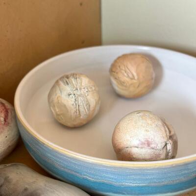 Denby Bowl full of special Unusual  "enclosed" ceramic fruit Vegetables