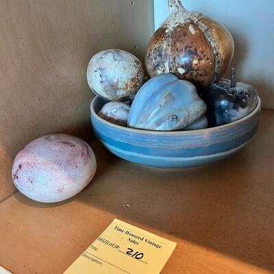 Denby Bowl full of special Unusual  "enclosed" ceramic fruit Vegetables