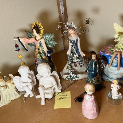 Angels and fairies, 2 ceramic  Bells, 2 larger candle holders 1 new in box