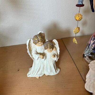 Angels and fairies, 2 ceramic  Bells, 2 larger candle holders 1 new in box