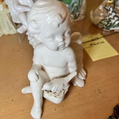 Angels and fairies, 2 ceramic  Bells, 2 larger candle holders 1 new in box