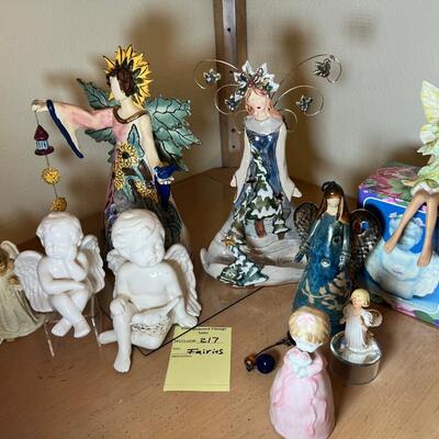 Angels and fairies, 2 ceramic  Bells, 2 larger candle holders 1 new in box