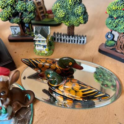Mini Mice 2 wood ducks on a mirror pond, Genevieve 2002 Cherished Teddy