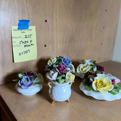 VINTAGE  5 AYNSLEY CAPODIMONTE ROSES MADE IN ENGLAND