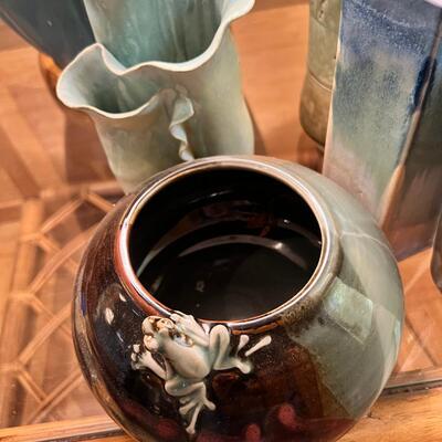 MCM Teal Ceramic lamp and 5 pieces of Ceramic decor