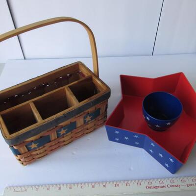 Americana Utensil Basket and Chip and Dip Set