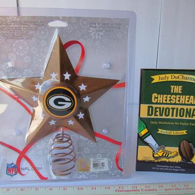 Green Bay Packers Christmas Tree Topper and Cheeseheads Devotional Book