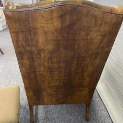 Leather High Back Chair with Ottoman