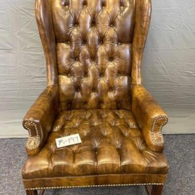 Leather High Back Chair with Ottoman