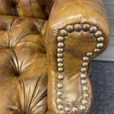 Leather High Back Chair with Ottoman