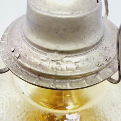 ANTIQUE DEPRESSION YELLOW AMBER GLASS OIL LAMP