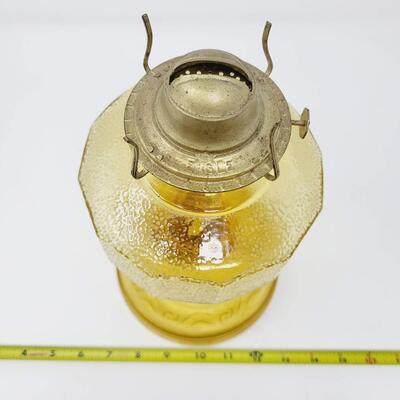ANTIQUE DEPRESSION YELLOW AMBER GLASS OIL LAMP
