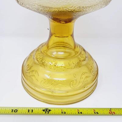 ANTIQUE DEPRESSION YELLOW AMBER GLASS OIL LAMP