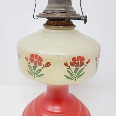 ANTIQUE DEPRESSION GLASS OIL LAMP