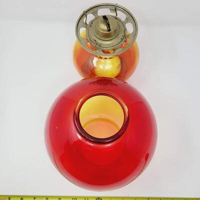 ANTIQUE AMBERINA EAGLE HURRICAN OIL LAMP