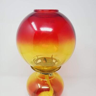ANTIQUE AMBERINA EAGLE HURRICAN OIL LAMP
