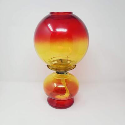 ANTIQUE AMBERINA EAGLE HURRICAN OIL LAMP