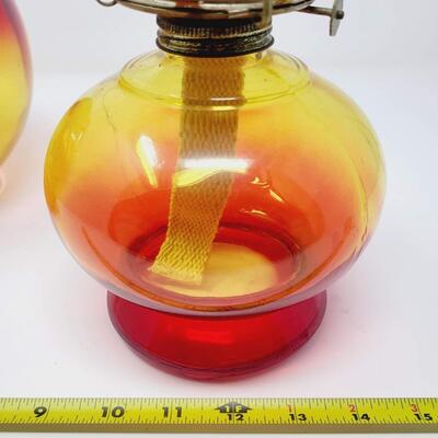 ANTIQUE AMBERINA EAGLE HURRICAN OIL LAMP