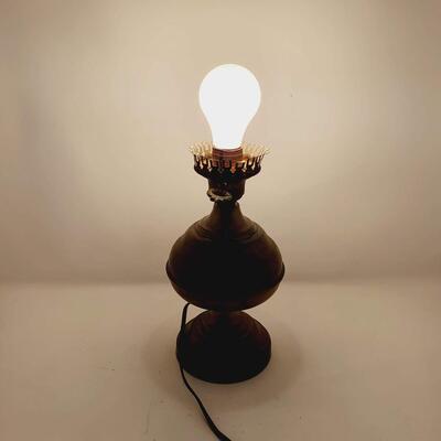 ANTIQUE METAL "ELECTRIC" OIL LAMP