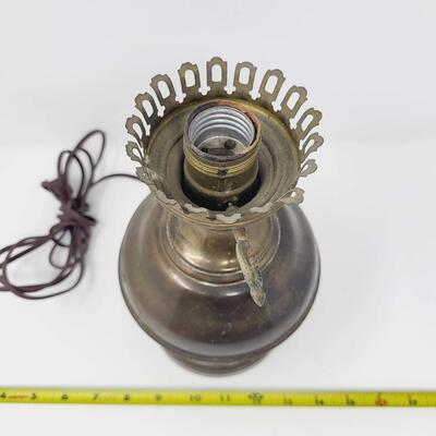 ANTIQUE METAL "ELECTRIC" OIL LAMP