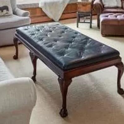 Leather and wood coffee table or bench