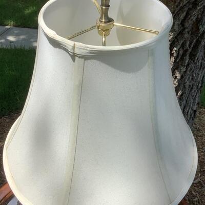 Glass and wood side table with lamp