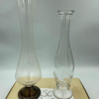 Sterling weighted and clear glass vase