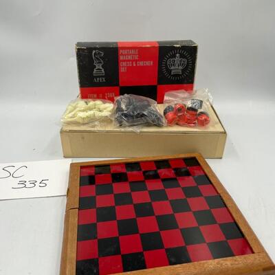 Apex portable magnetic chess and checkers set
