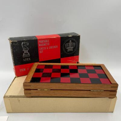 Apex portable magnetic chess and checkers set