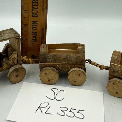 Vintage wooden train and 2 cars