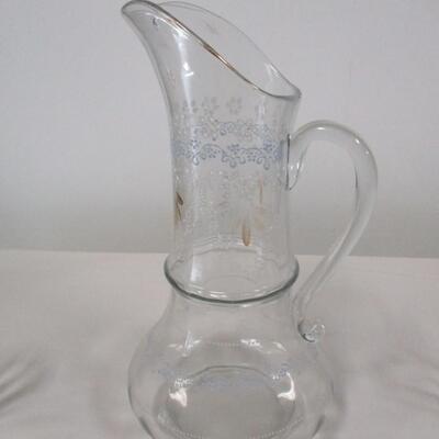 Hand Painted Glass Juice Pitcher & Glasses