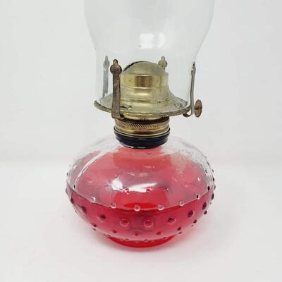 VINTAGE CLEAR HOBNAIL OIL LAMP