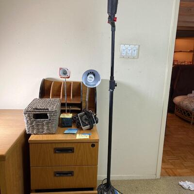 File cabinet, table lamps, desk wood file