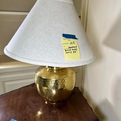 23â€tall brass hammered table lamp