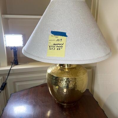 23â€tall brass hammered table lamp