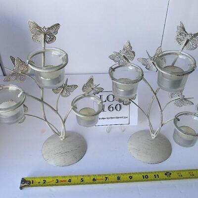 Nice Pair Metal Butterfly Theme Candle Holders